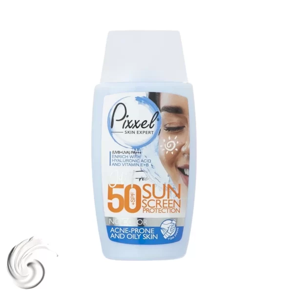 کرم ضد آفتاب بدون رنگ پیکسل SPF50 تنظیم ترشح چربی پوست، ضد جوش و آکنه، مناسب پوست چرب حجم 50 میلی‌لیتر