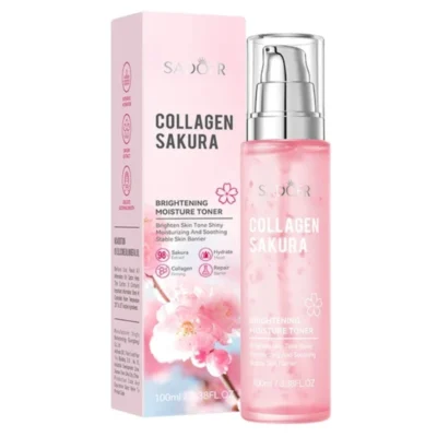 تونر پاک‌کننده صورت و چشم سادور مدل کلاژن و ساکورا مناسب برای انواع پوست حجم 100 میلی‌لیتر